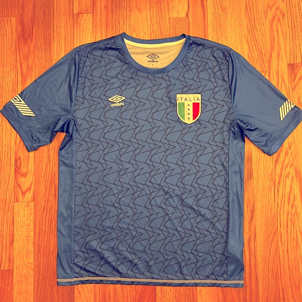 Umbro Italia/Italy Soccer Jersey, men’s large, royal blue with black